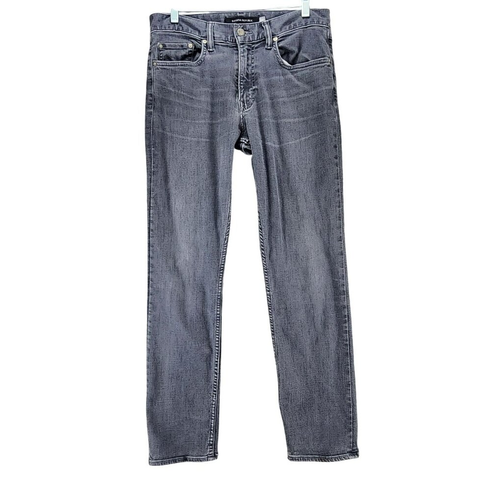 Banana Republic Jeans Mens 31x30 Gray Stretch Mid Rise Slim *GUC*